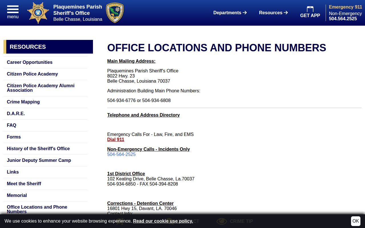 PPSO Second District Port Sulphur arrest and booking contact record